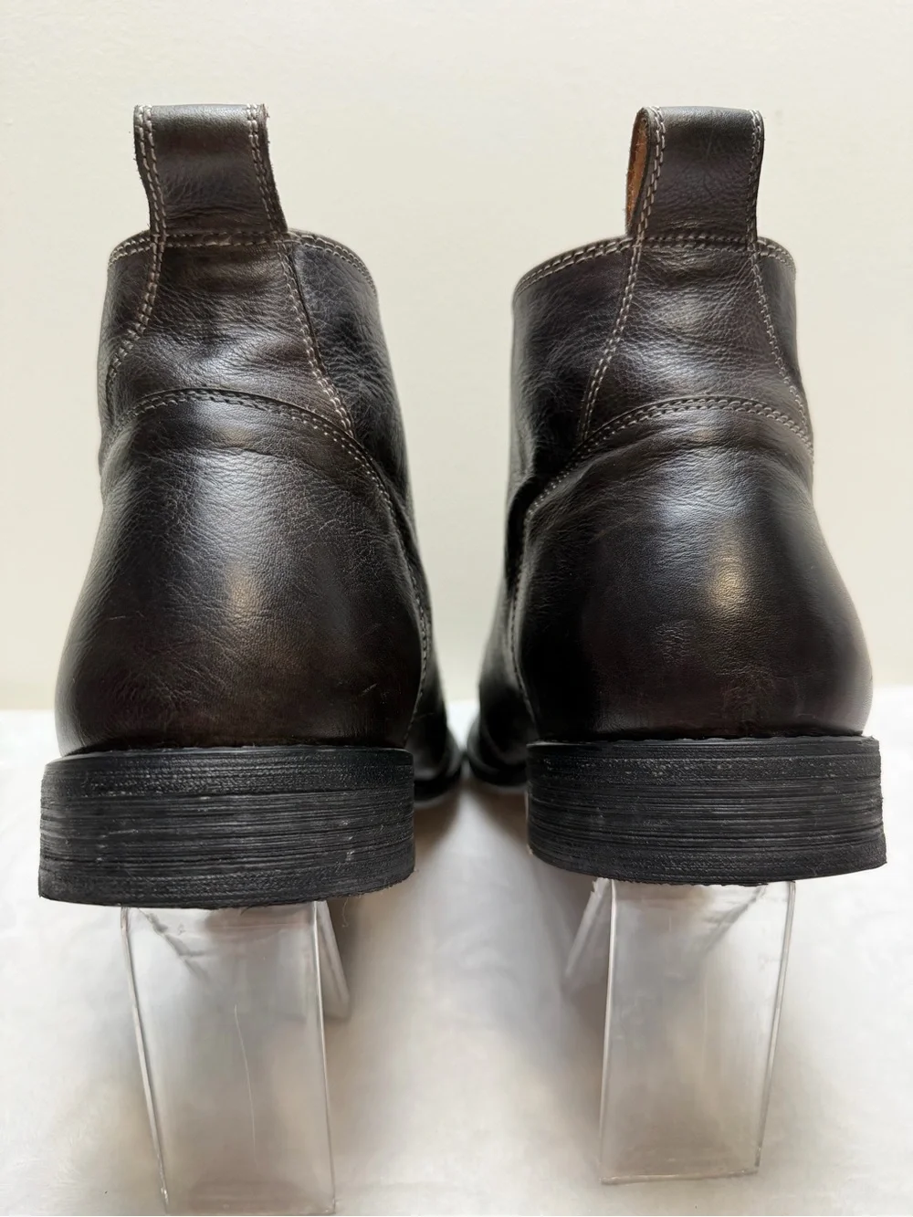 Bed|Stü Dark Brown Leather Chukka Ankle Boots Mens 12 Handmade Lace Up